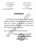 20 mai 2024: Paul Biya présidera le défilé à Yaoundé