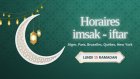 Horaires de l’imsak et de l’iftar du lundi 15 Ramadan (25 mars 2024)