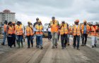 Le Ministre des Travaux Publics visite les chantiers du Camp de Gaulle et de l'esplanade Georges Damas Aleka