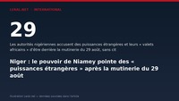 Niger : après la mutinerie, Niamey accuse des puissances étrangères sans les nommer