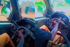 Scène surréaliste sur les routes : il conduit un véhicule avec une pince à la place du volant (vidéo)