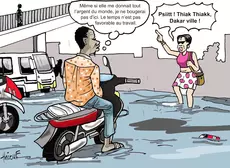 À Dakar, le Jakartaman Assane Dieng préférait attendre l’accalmie plutôt que rouler sous la pluie