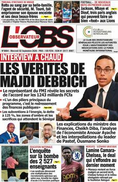 Découvrez les Unes des journaux sénégalais du mercredi 02 septembre 2026